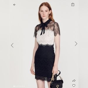 Sandro Two-Tone Lace Dress